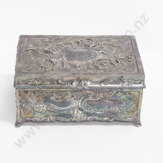 Victorian White Metal Jewellery Box