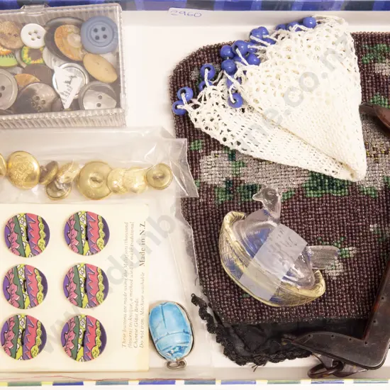 Beaded Purse (AF) and Assortment of Buttons etc.