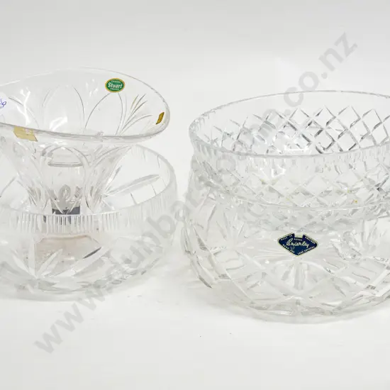 Three Crystal Bowls Together With Stuart Crystal Vase