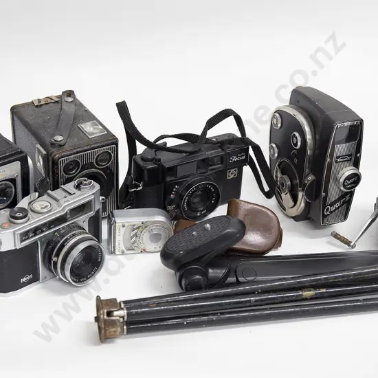 Quantity of Vintage Cameras incl. Two 8mm Home Movie Cameras and Tripods