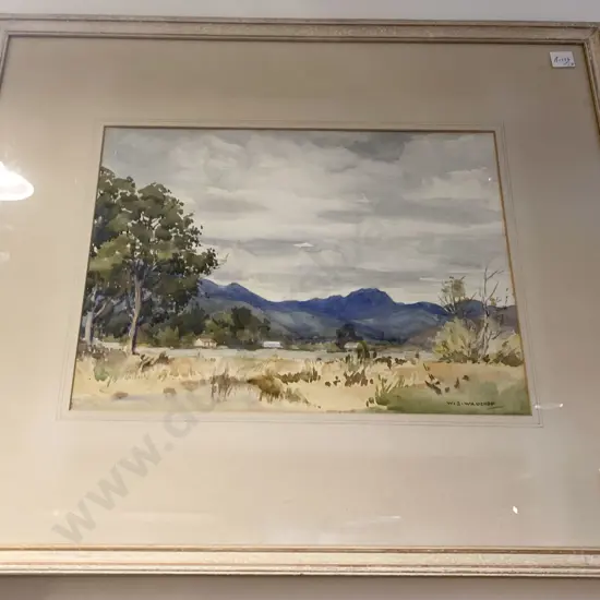W. S. Wauchop New Zealand Landscape Watercolor
