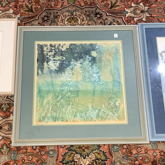 Three Watercolors and 1970s Print (4)