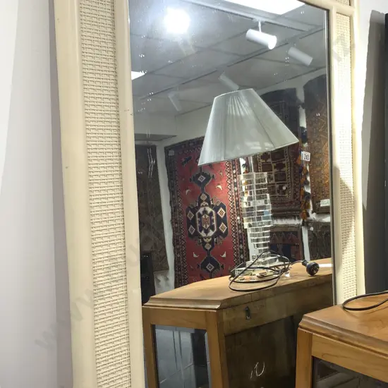 Large Mirror with Painted Rattan Frame