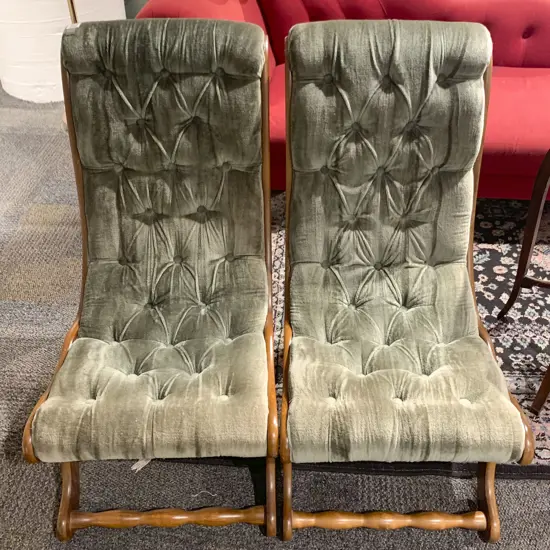 Pair of Buttonback Slipper Chairs