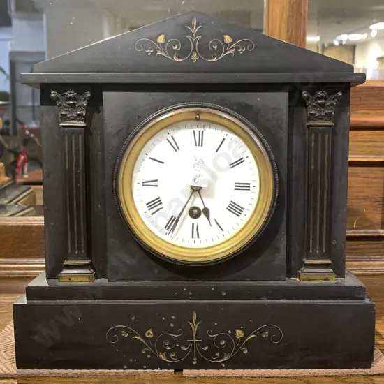 Small Victorian Black Slate Mantle Clock