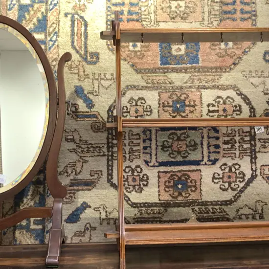 Oval Toilet Mirror and Wall Shelf