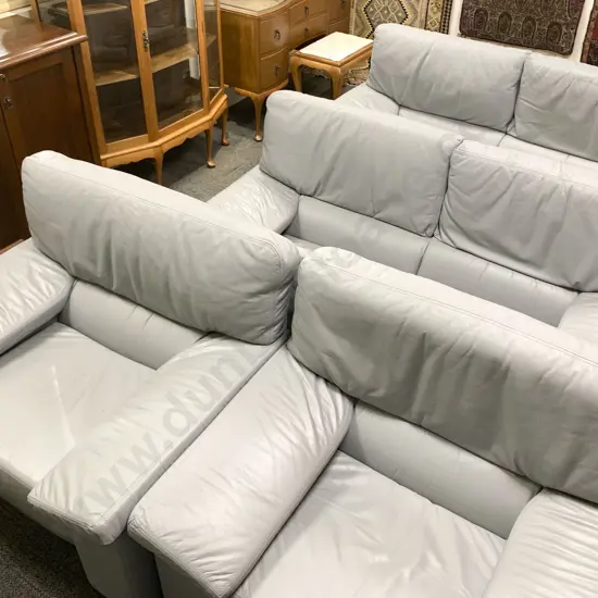 Gray Leather Four Piece Lounge Suite