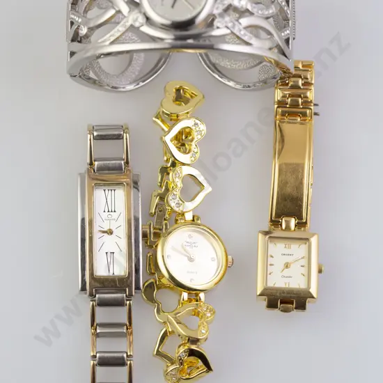Minx Ladies Cuff Bracelet Wristwatch and three other dress watches
