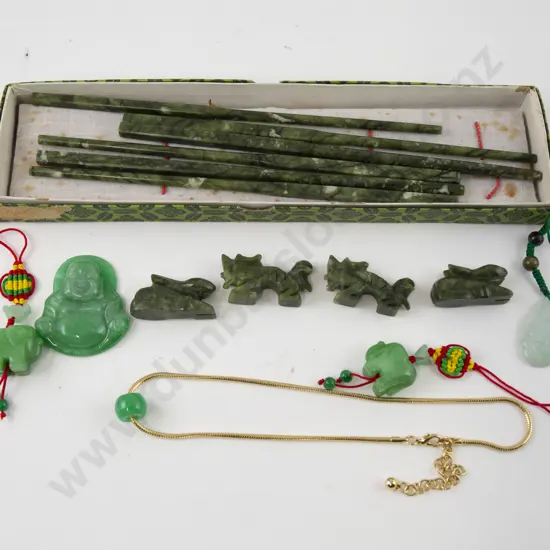 Jade Chop Sticks and Jade Style Pendants