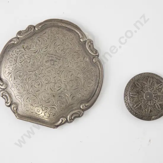 Large European Silver Compact and other