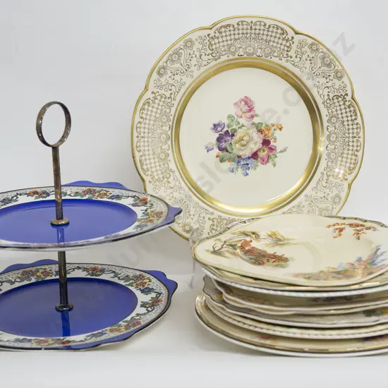 Two Tier Cake Plate together with Quantity of Assorted Fancy China Plates