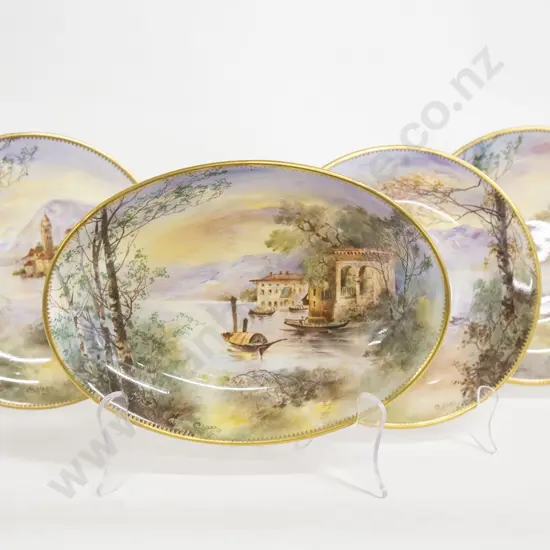 Hand Painted RD Signed C.Hart Three Plates and Oval Dish