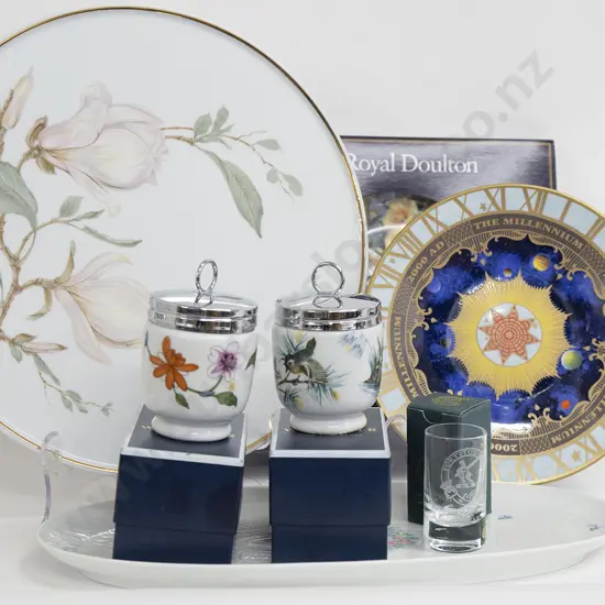 Quantity of Boxed China together with Hutschenreuther Cake Plate