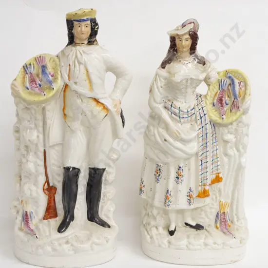 Pair Vict Staffordshire Figures (af)