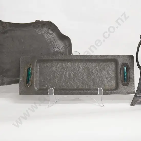 WMF Figural Vase and Two Pewter Trays