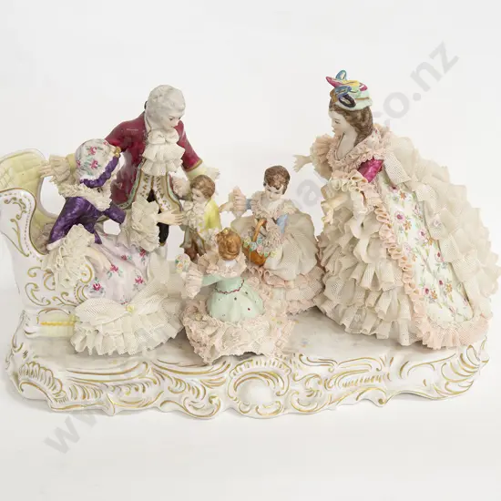 Large Dresden Figure "Grandmothers Birthday"