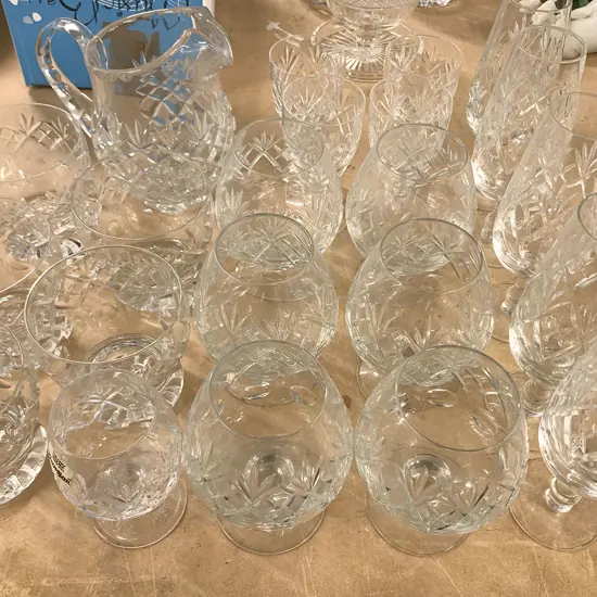 Quantity Crystal Glasses and Water Jug