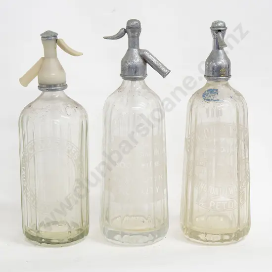 Three Vintage Glass Syphons