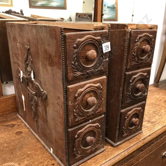 Pair Oak Sewing Machine Drawers