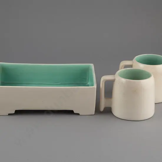 O C Stephens Rectangular Float Vase & Pair of Mugs