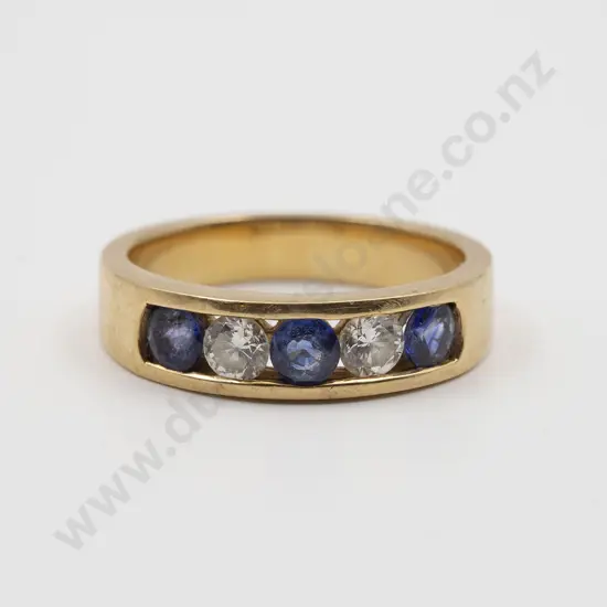 18ct Five Stone Sapphire and Diamond Band Ring