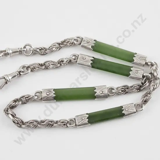 Late Edwardian S/S and Greenstone Rail Albert Chain