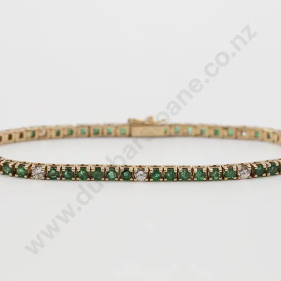 14ct 56stone Emerald and Diamond Tennis Bracelet