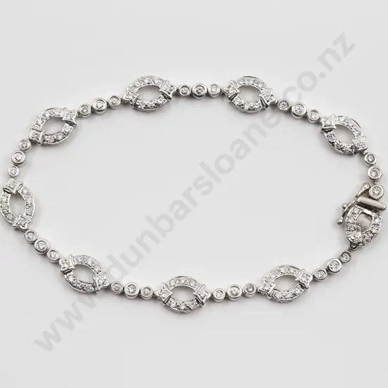 14ct White Gold 98stone Diamond Fancy Bracelet