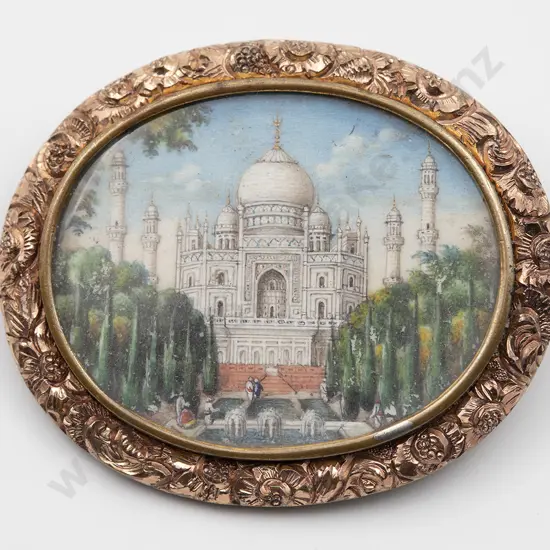 Victorian Silver Gilt Framed Taj Mahal Brooch