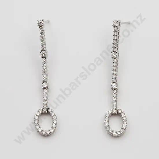 Pair 18ct White Gold Diamond Pendant Drop Earrings