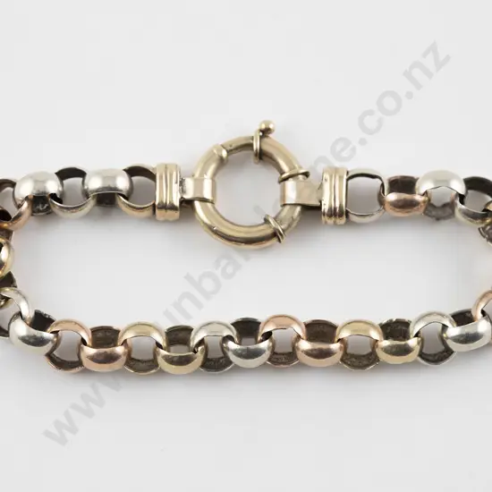 9ct Tri-colour Modern Trace Link Bracelet
