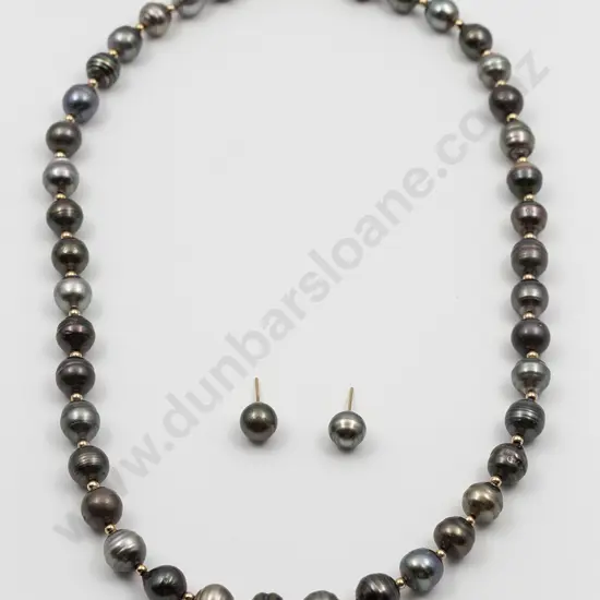 Single Strand South Sea Black Semi-Baroque Cultured Pearl Necklace