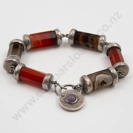 Victorian Silver Agate Bracelet