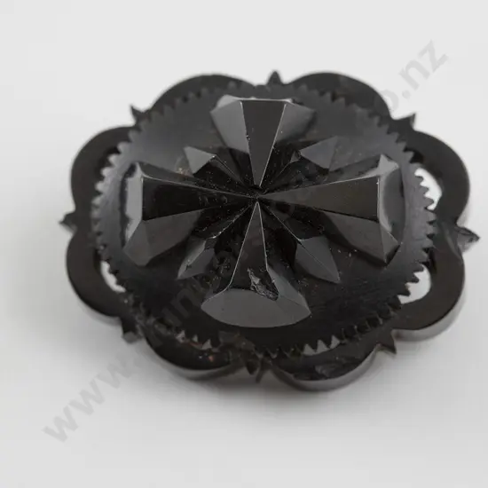 Victorian Jet and French Jet Target Brooch