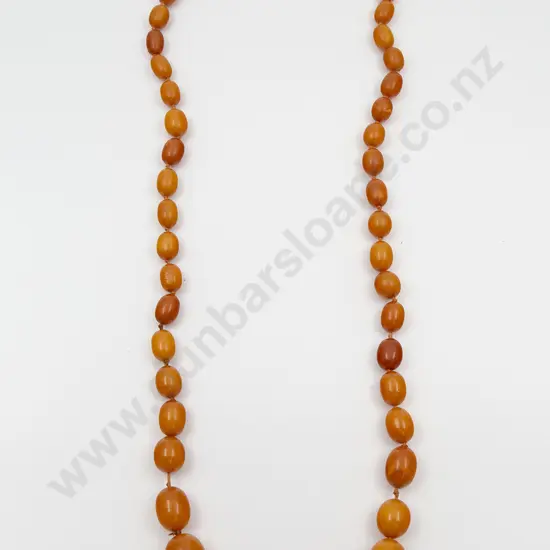 Victorian Single Strand Graduated Amber Bead Necklace