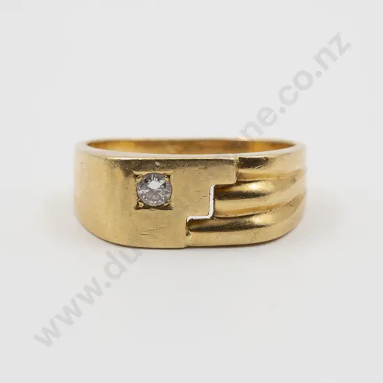 18ct Single Diamond Band Ring
