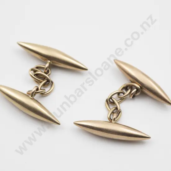 Pair 14ct Lozenge Cuff Links