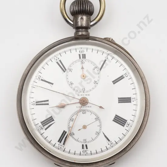 Longines .925 Silver Open Face Lever Wind Chronograph