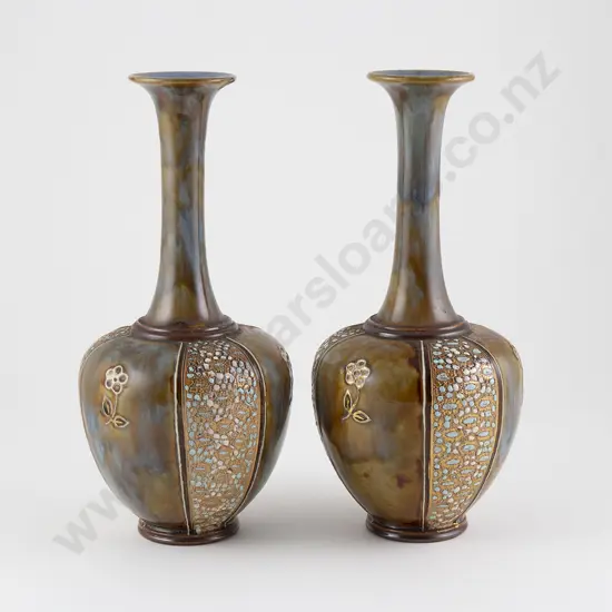 Pair Doulton Stoneware Specimen Vases