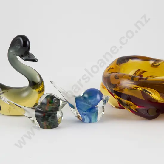 Three Encased Bird Ornaments
