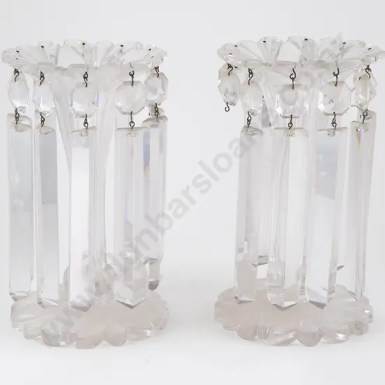 Pair Victorian Clear Glass Lustres