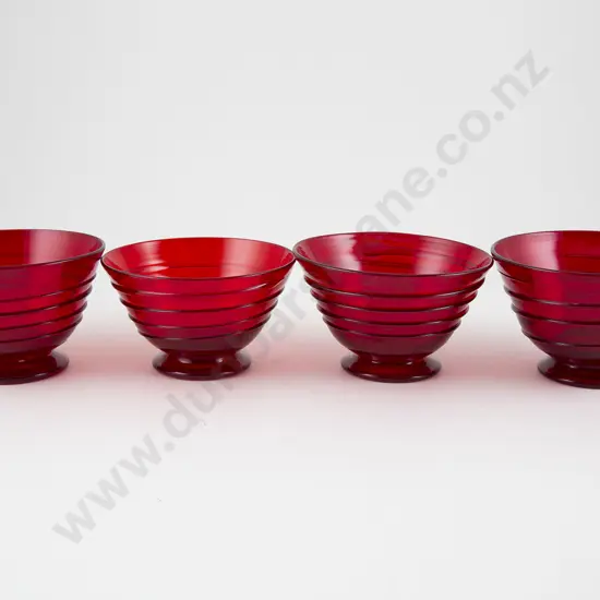 Four Whitefriars Ruby Red Dessert Dishes