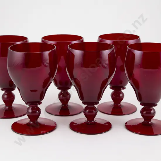 Set Of Six Ruby Red Glass Rummers