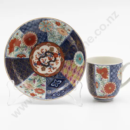 C1765 First Period Worcester Coffee Cup and Saucer