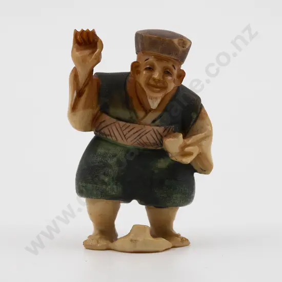 Stained & Signed Ivory Netsuke