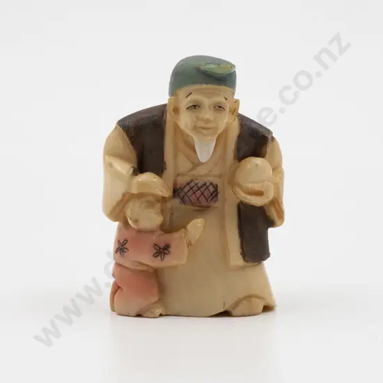 Stained & Signed Ivory Netsuke