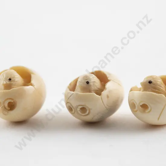 Three Carved Ivory Netsukes