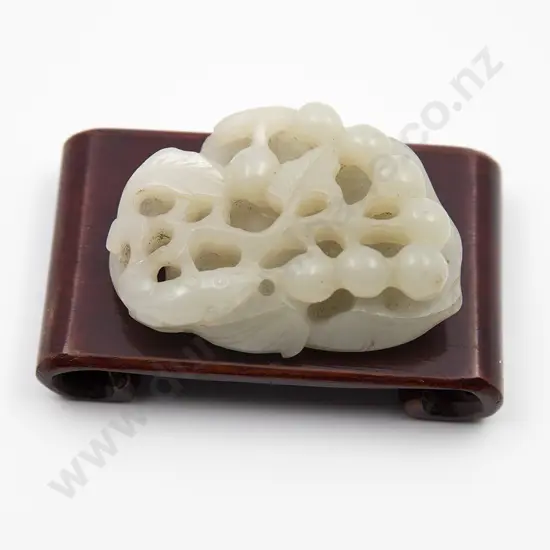 Chinese Jade Carved Handling Piece Of Berries