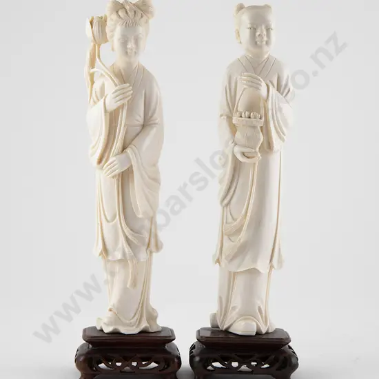 Pair Of Chinese Carved Ivory Figures Of Children