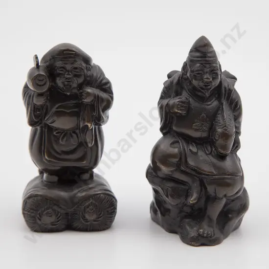 Pair Vintage Japanese Bronze Okimono